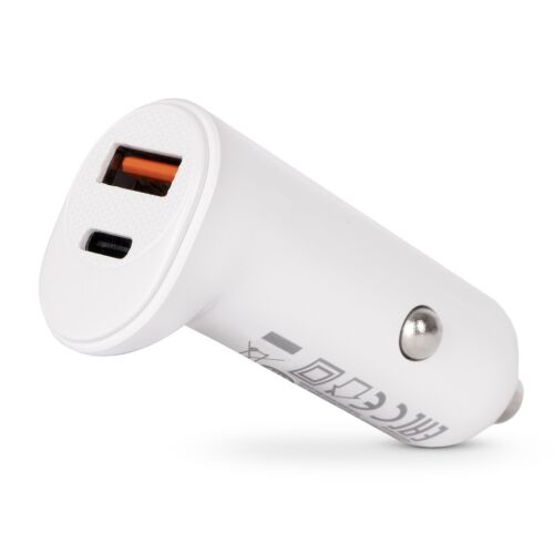 Entac autós gyorstöltő PD &amp; QC, USB + USB-C, 20W, fehér (ECC-PDCQCA-5V-12V-W) 140467733