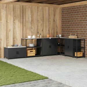 Konyhai tárolópolc polcokkal tárolóval Fekete Acél 145800702 - Tárolás & Rendszerezés