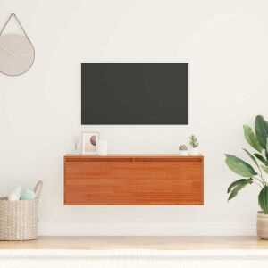 Fali Szekrény ajtóval Viaszbarna 100 x 30 x 35 cm Tömör fenyőfa 140471959 - Faliszekrény