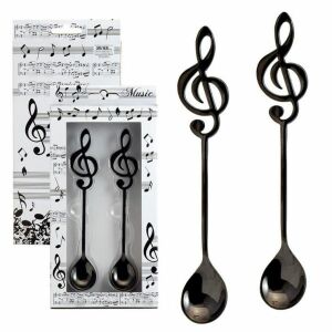 Violinkulcsos fém kiskanál - fekete - 2 darabos 140473333 - Kanál