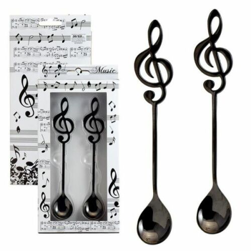 Violinkulcsos fém kiskanál - fekete - 2 darabos 140473333