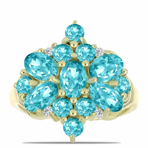 Arannyal Bevont Ezüst Gyűrű Paraiba Kvarccal és Fehér Topázzal, Y61185/57 140474510