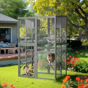 Kültéri 5 szintes macskaház futtatóval, biztonságos és tágas környezetet biztosítva a macskák számára a szabadban. - Macskaház