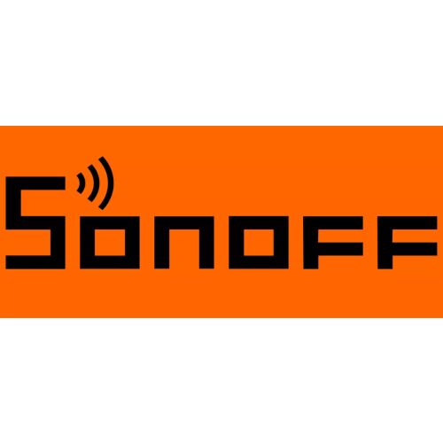 Logo Sonoff na pomarańczowym tle