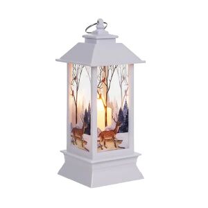 Felinar alb de Crăciun cu LED Ruhhy, cu scenă cu cerbi - Crăciun