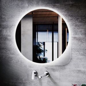 Különleges fürdőszobai led tükör Ø75cm Welland Vibe | Páramentesítő - Óra - Fényerő + színhőfok állítás