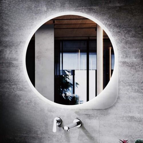 Különleges fürdőszobai led tükör Ø75cm Welland Vibe | Páramentesítő - Óra - Fényerő + színhőfok állítás 140988950