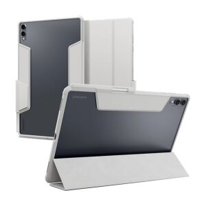 Samsung Tab S11 Ultra 5G SPIGEN ULTRA HYBRID PRO tok álló, bőr hatású FLIP, ceruza tartó, VILÁGOSSZÜRKE 141016654 - Spigen
