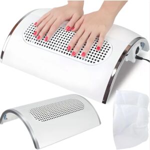 Retoo white nail dust collector with hand rest and dust bags in use - Beauty & Health