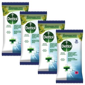 Dettol Antibacterial Surface Wipes 4x36 pack, biodegradable wipes - Household wipes