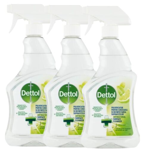 Dettol Lime&amp;Menta Spray antibacterian pentru curățarea suprafețelor 3x500ml