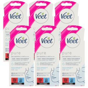 Veet Pure facial wax strips for sensitive skin, 6 pack - Veet