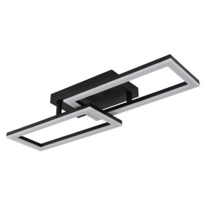 Rechteckige LED-Deckenleuchte Sapena, 20W, 1450lm, neutrales Licht (4000 K), IP20, schwarz/opal, Globo Lighting 141025328 - Deckenleuchten