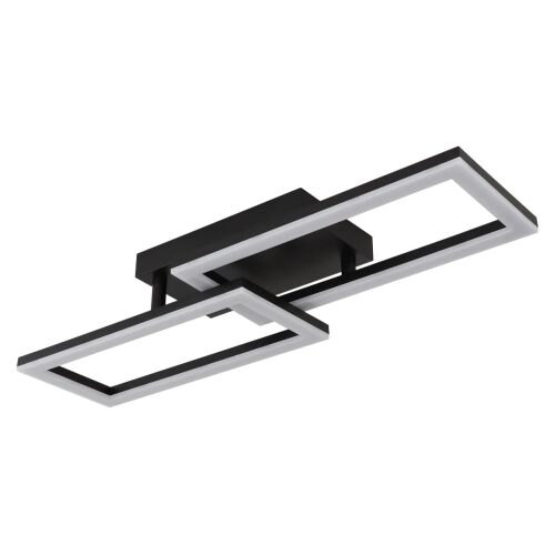 Rechteckige LED-Deckenleuchte Sapena, 20W, 1450lm, neutrales Licht (4000 K), IP20, schwarz/opal, Globo Lighting 141025328