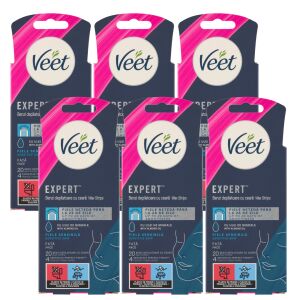 Veet Expert facial wax strips for sensitive skin, 6 packs of 20 strips - Veet