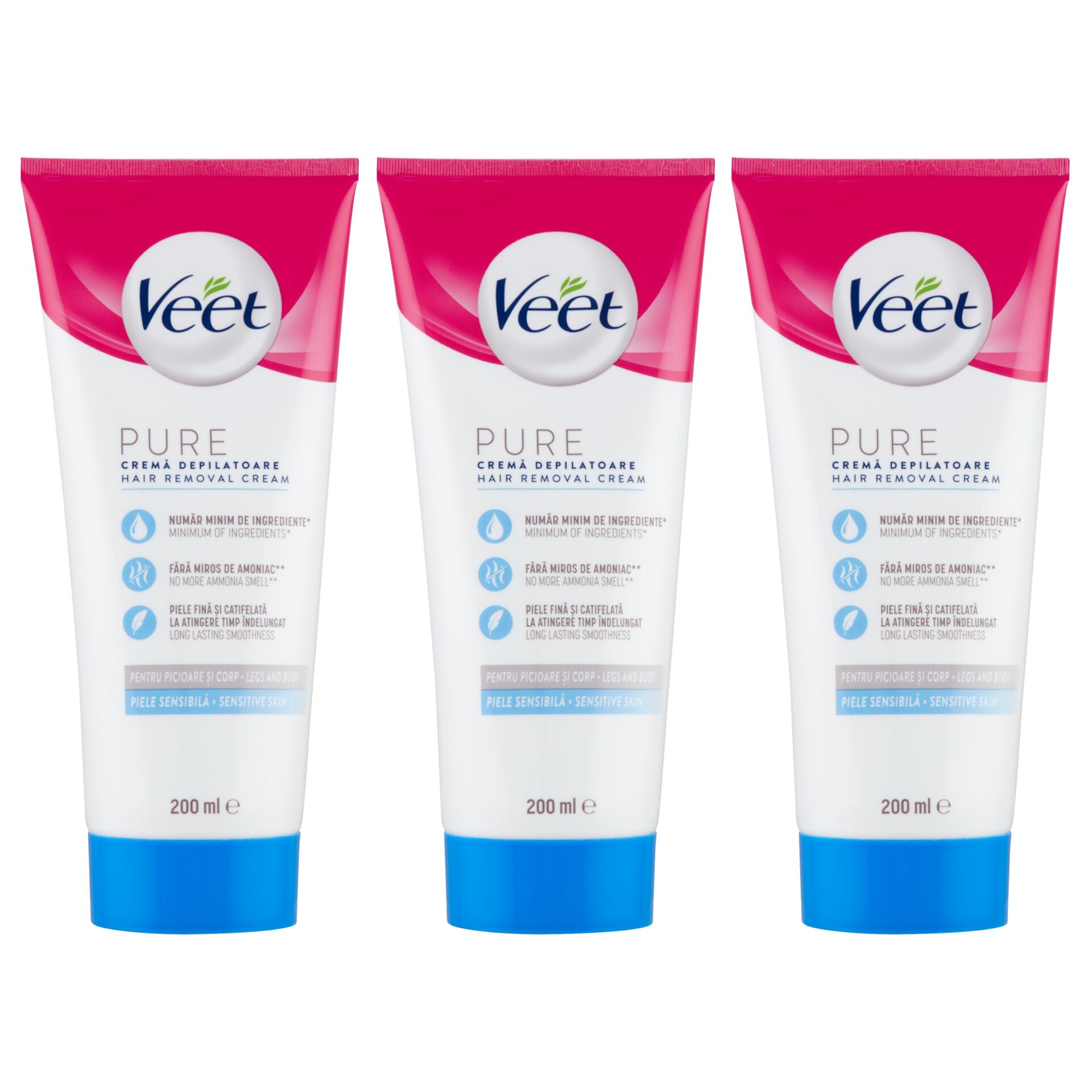 E-shop Veet Pure Depilačný krém pre citlivú pokožku 3x200ml