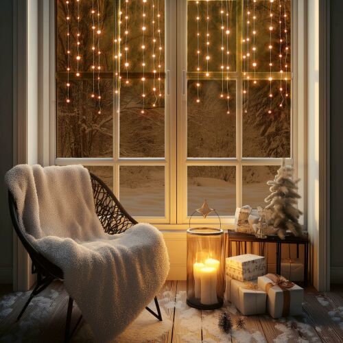 HOME KAF50DLEDWW meleg fehér LED fényfüggöny karácsonyi ablak dekoráció - Home by Somogyi