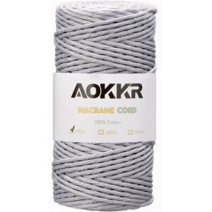 Aokkr Makramee-Garnrolle, Baumwolle, grau, 100 m 141058962 - Kunst & Hobby