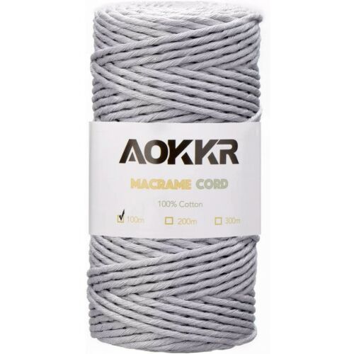 Ролка конец за макраме Aokkr, памучен, сив, 100 м 141058962