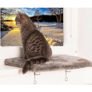 Wandando Fensterbankkissen Katze, Holz/Textil, grau, 50 x 36 cm 141059050 - Viehzucht
