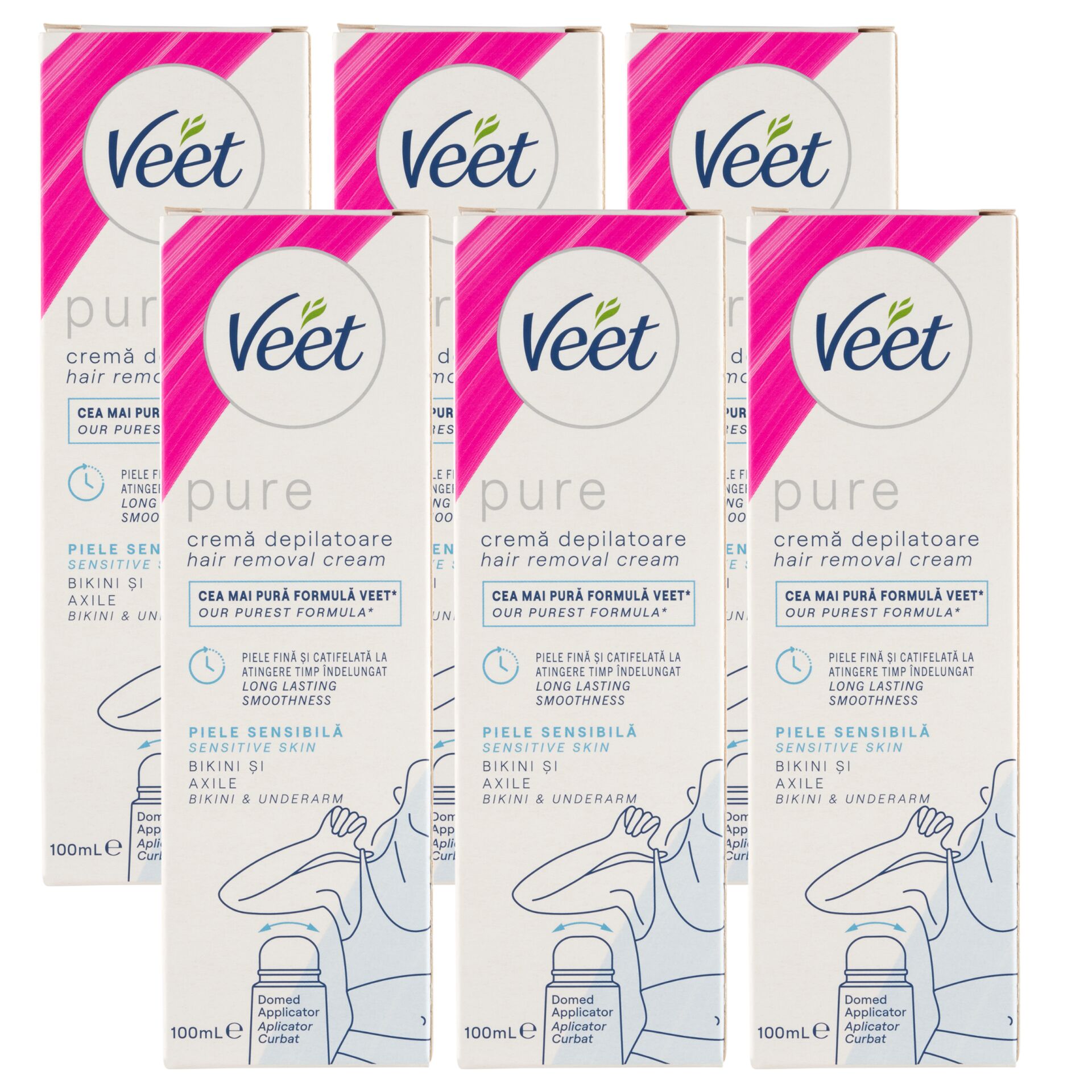 E-shop Veet Pure Depilačný krém pre citlivú pokožku 6x100ml