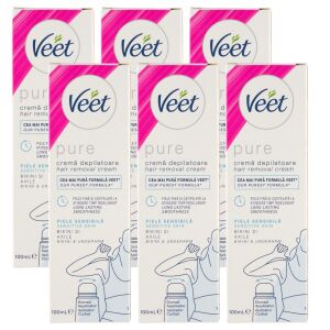 Veet Pure Krema za depilaciju za osjetljivu kožu 6x100ml - Veet