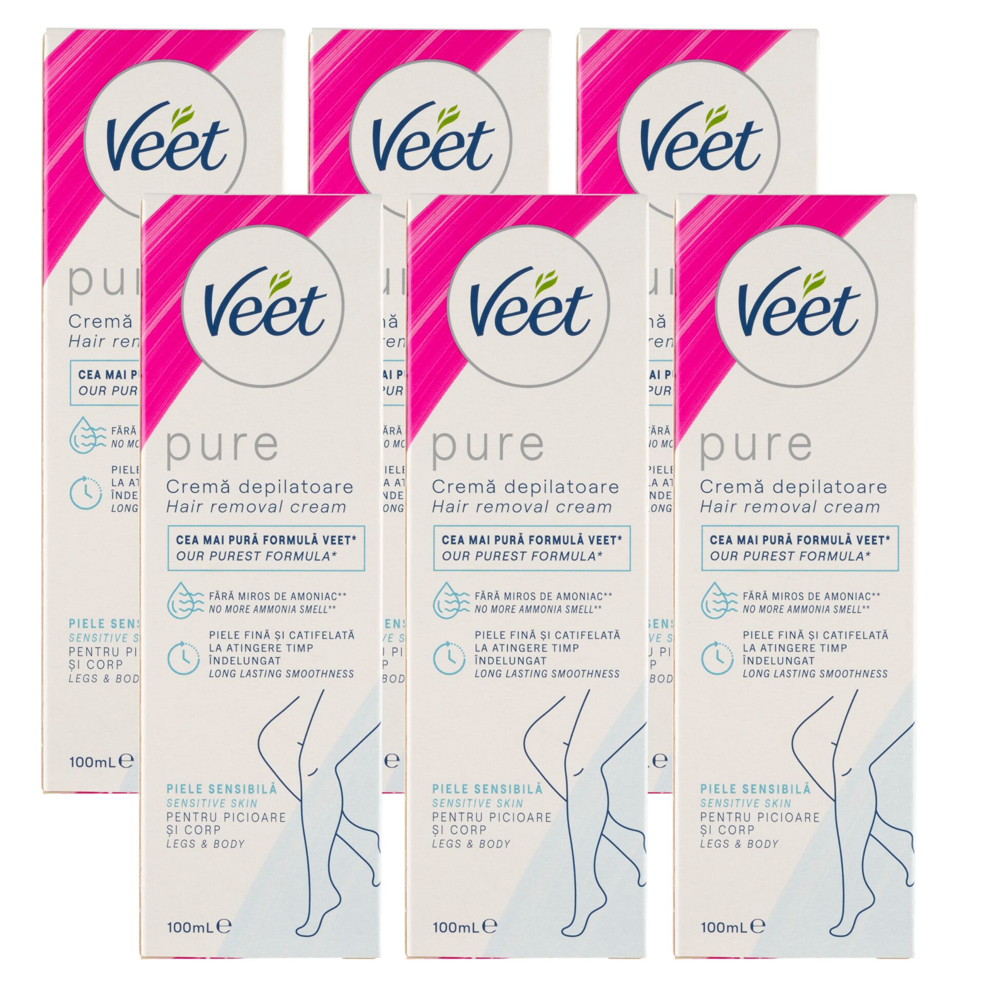 E-shop Veet Pure Sensitive Depilačný krém pre citlivú pokožku 6x100ml