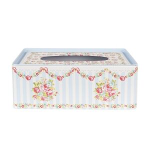 CLEEF.6BL0119 Rózsás papírzsebkendő tartó fémdoboz 25x13x10cm 141076270 - Konyha & Étkezés