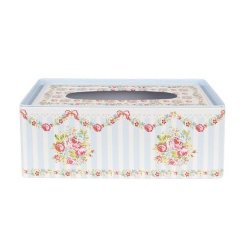 CLEEF.6BL0119 Rózsás papírzsebkendő tartó fémdoboz 25x13x10cm