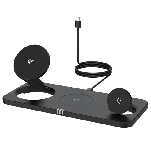 FORCELL F-ENERGY MagNetix 3w1 Qi2 20,5W MagSafe fekete vezeték nélküli töltő 141125169