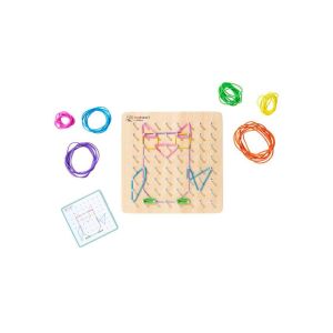 Eichhorn Montessori Geobrett mit Gummibändern und Musterkarte - Schaukelpferde, Schaukeltiere und Entwicklungsspiele für Kinder im Kindergartenalter
