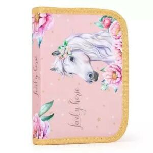 Horse Romantic kihajtható tolltartó lovas és virág mintával - Oxybag