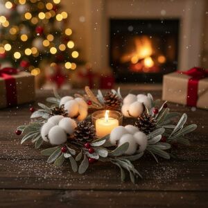 Műfenyő koszorú tobozzal és gyapottal - 30 cm 141135332 - Koszorú