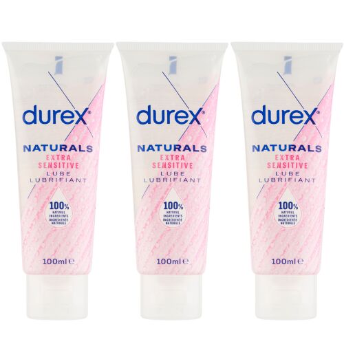 Durex Naturals Extra Sensitive Gleitgel 3x100ml, natürliches Intimgleitmittel