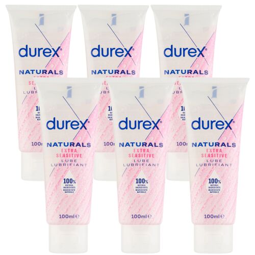 Durex Naturals Extra Sensitive Lube 6-Pack, 100ml tubes