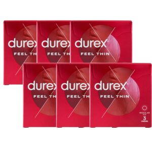 Durex Feel Thin Condoms, 6x3 pack, for enhanced sensitivity - Condom