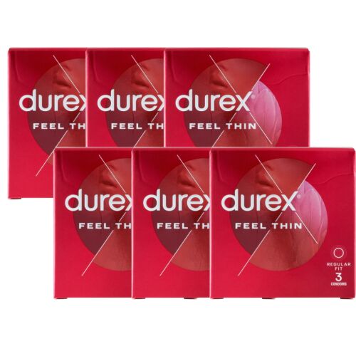 Durex Feel Thin Óvszerek, 6x3 darabos kiszerelés, a fokozott érzékenységért