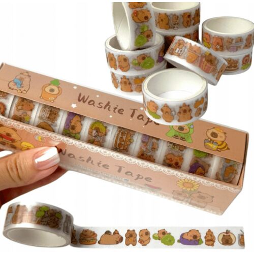 Kapibara washi-tape készlet, 10 db/szett, 15mm x 1m 141157741