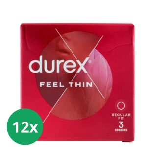 Durex Feel Thin Prezerwatywy, 36 sztuk (12x3), Regular Fit - Durex Prezerwatywy