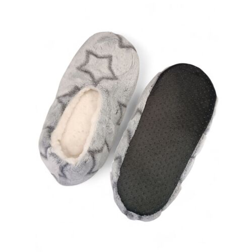 Szürke csillagmintás női szobapapucs csúszásgátló talppal, otthoni viselet