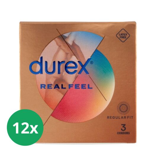 Durex Real Feel Óvszer, 12x3 darabos kiszerelés, latexmentes a érzékeny bőrre