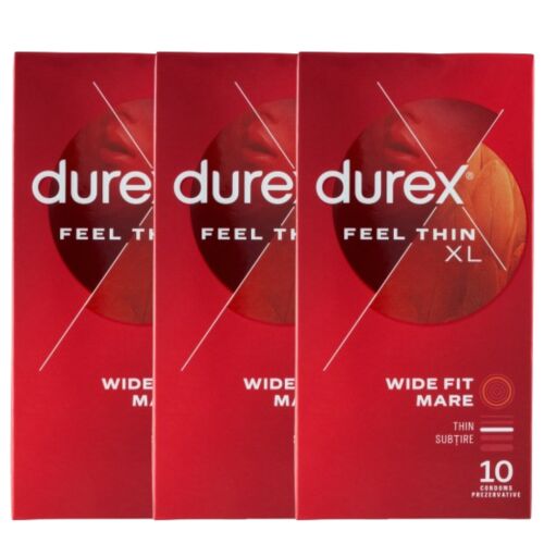 Durex Feel Thin XL Кондоми, 3 опаковки по 10 броя