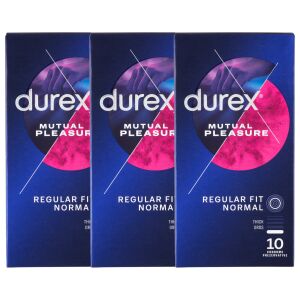 Durex Mutual Pleasure Kondómy 3x10 kusov, rebrované a bodkované pre zvýšenú stimuláciu - Durex Kondómy