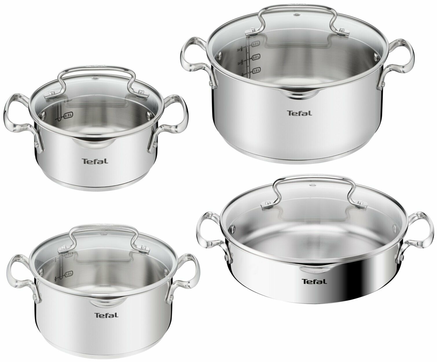 E-shop Súprava riadu Tefal G719S855 Duetto+ z nehrdzavejúcej ocele, 8 kusov
