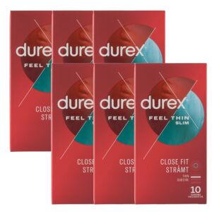 Durex Feel Thin Slim Fit Кондоми, 6 опаковки по 10 броя - Durex