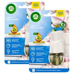 Air Wick Leinen & Weiße Orchidee Duftöl Nachfüller, 2er-Pack - Lufterfrischer