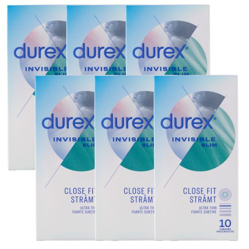 Durex Invisible Slim Extra Vékony Óvszerek, 6 x 10 darab