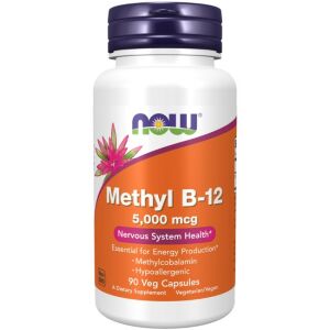 Now Foods Метил B-12 5000 mcg вегетариански капсули за енергия и здраве на нервната система - Хранителна добавка