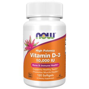 NOW Foods Vitamina D3 10000 UI capsule moi pentru sănătatea oaselor și a sistemului imunitar - Frumusețe și sănătate