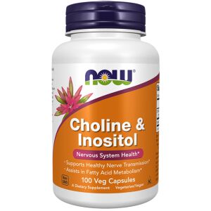 NOW Foods Colina & Inozitol capsule pentru sănătatea sistemului nervos, 100 capsule vegetale - Frumusețe și sănătate